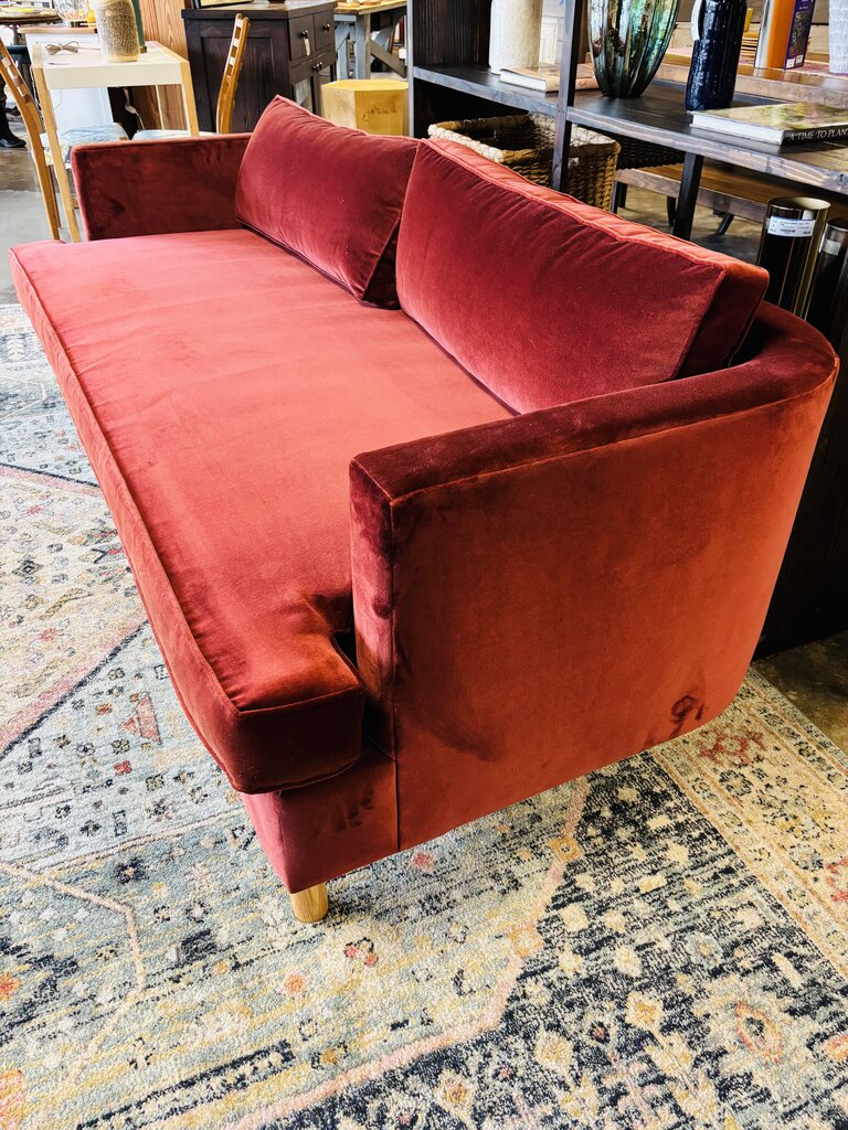 Round Back 84L Velvet Bench Sofa