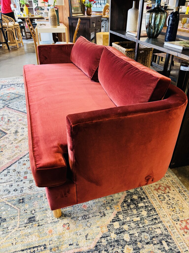 Round Back 84L Velvet Bench Sofa