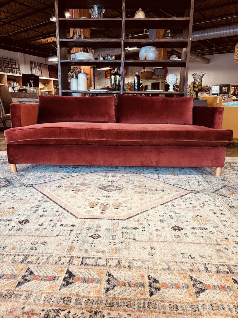 Round Back 84L Velvet Bench Sofa