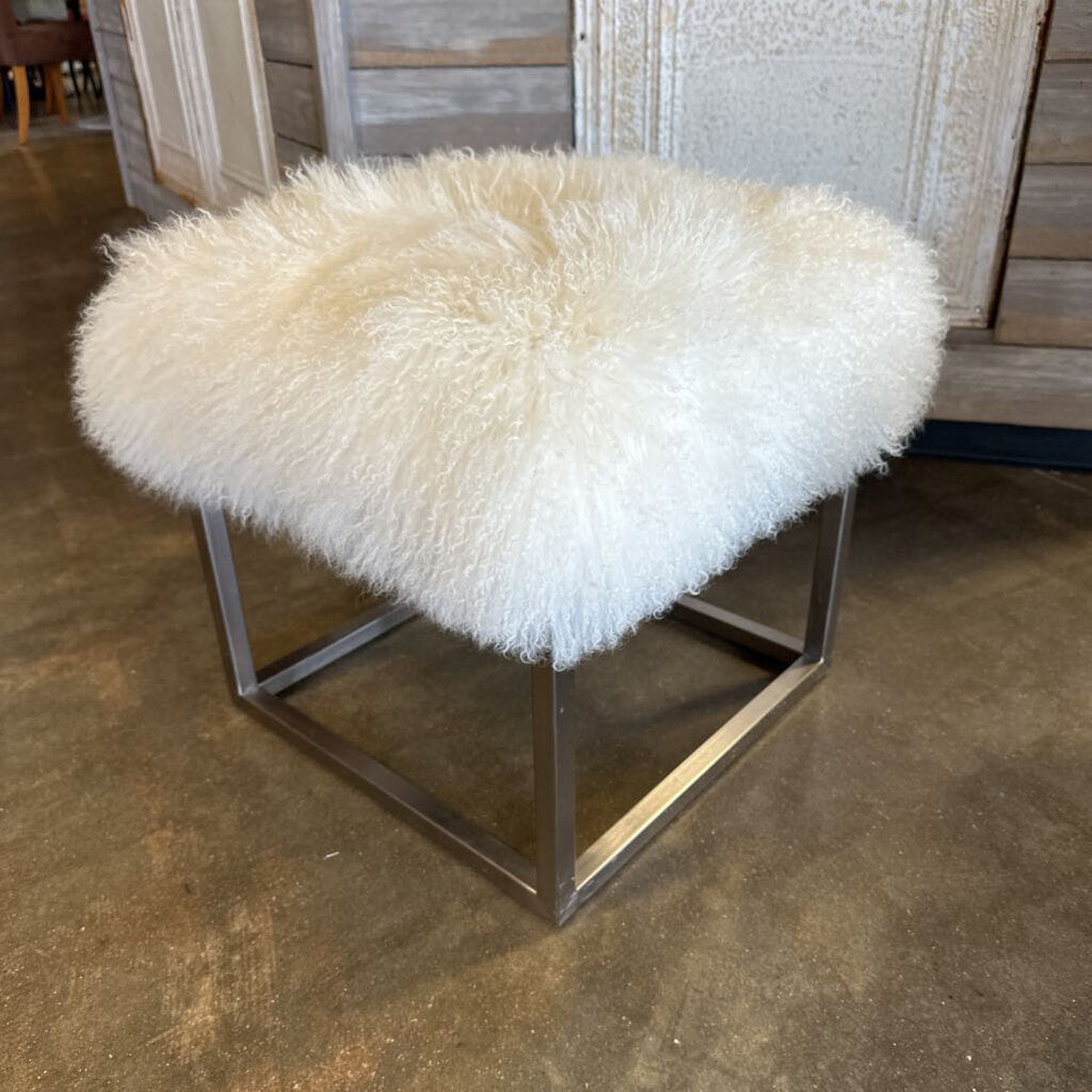 Mongolian Sheepskin Mitchell Gold Ottoman
