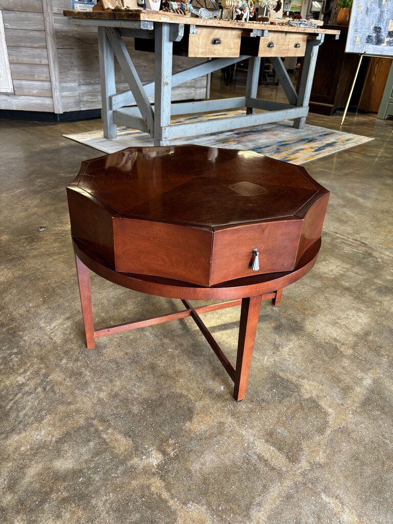 MCM Octagon Single Drawer Accent Table