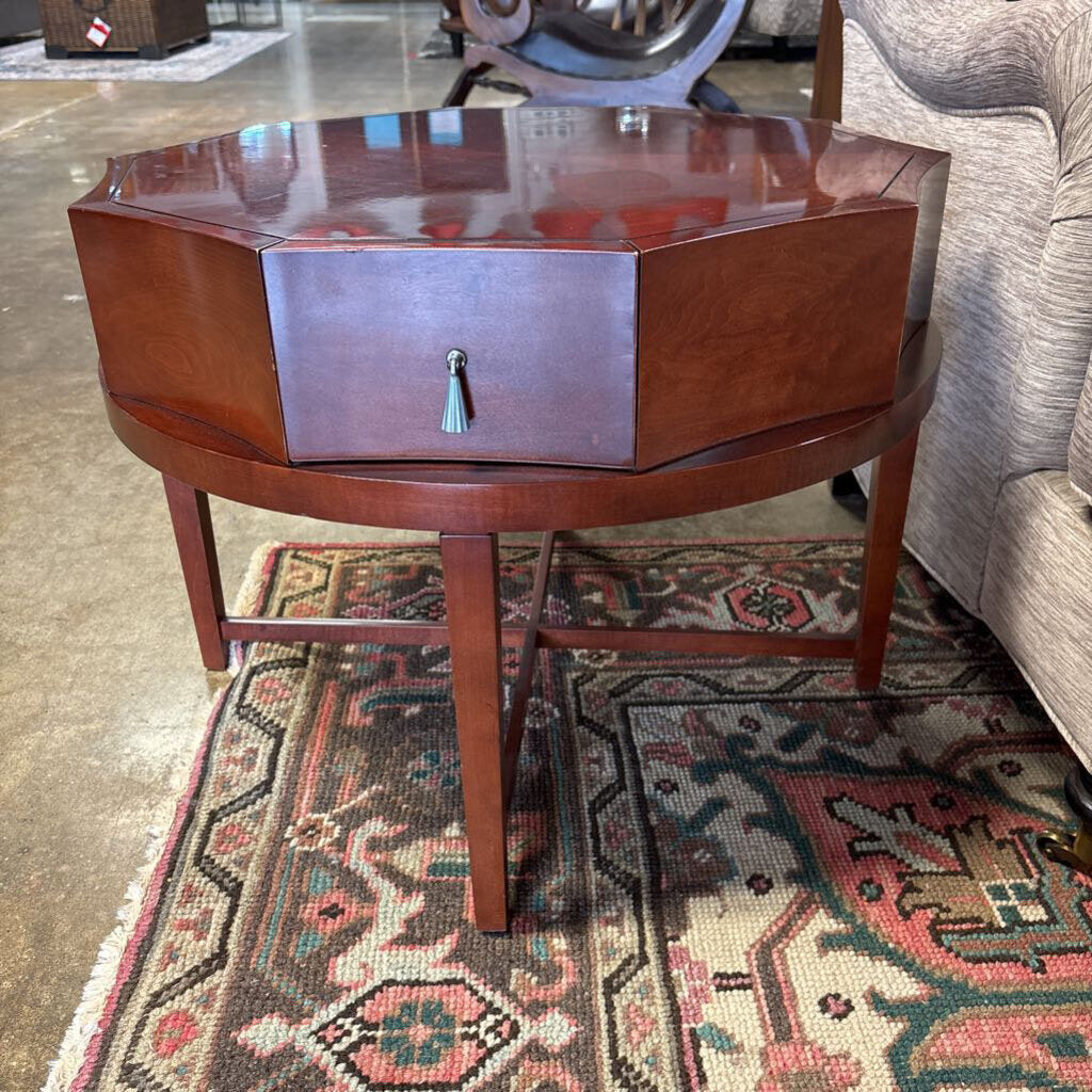 MCM Octagon Single Drawer Accent Table