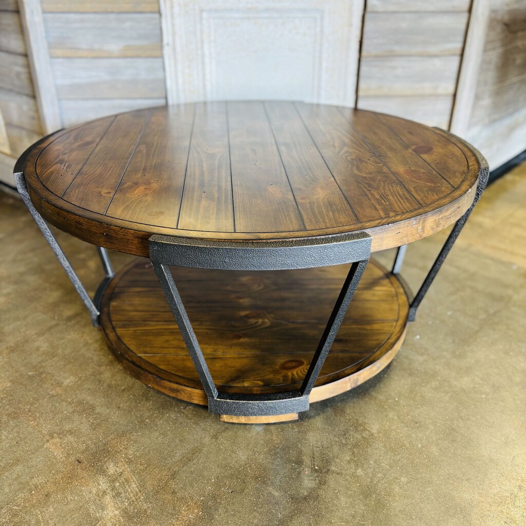 Wood & Metal Coffee Table 40 Dia x 19T