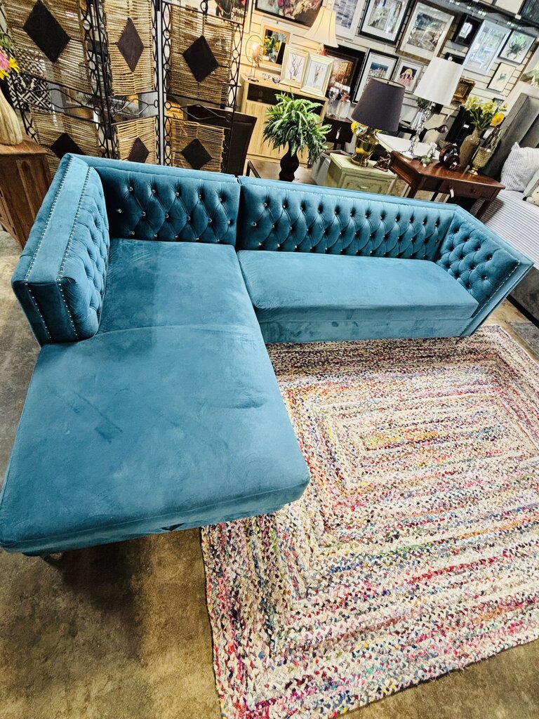 Sectional Chaise Storage Velvet Sofa