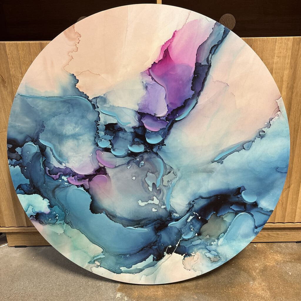 Round Abstract Canvas Wall Art 28"R