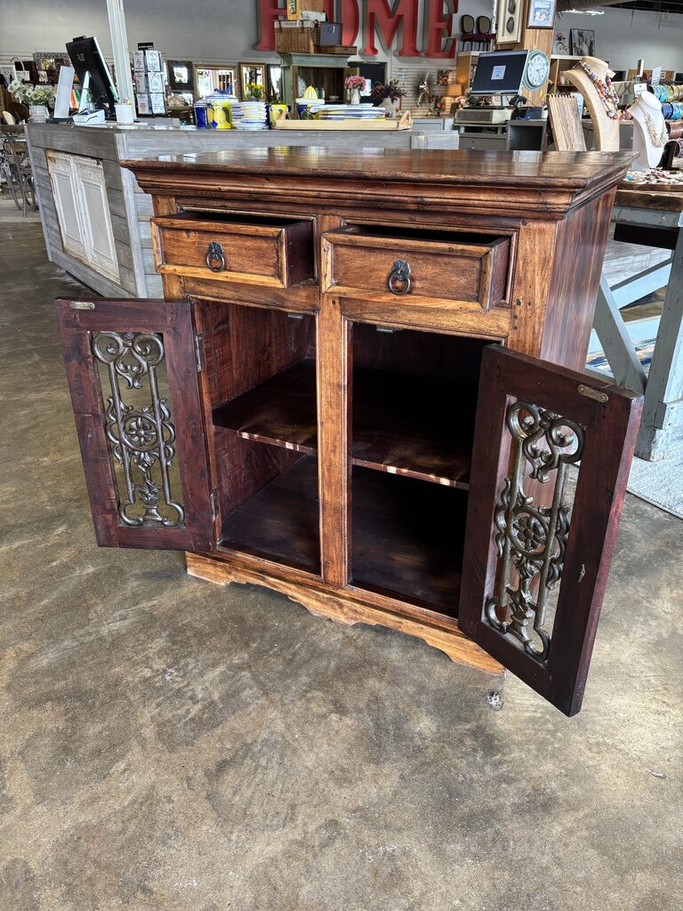 Rustic Wood/Metal Door Buffet 34.5 X 24.25 X 38.25