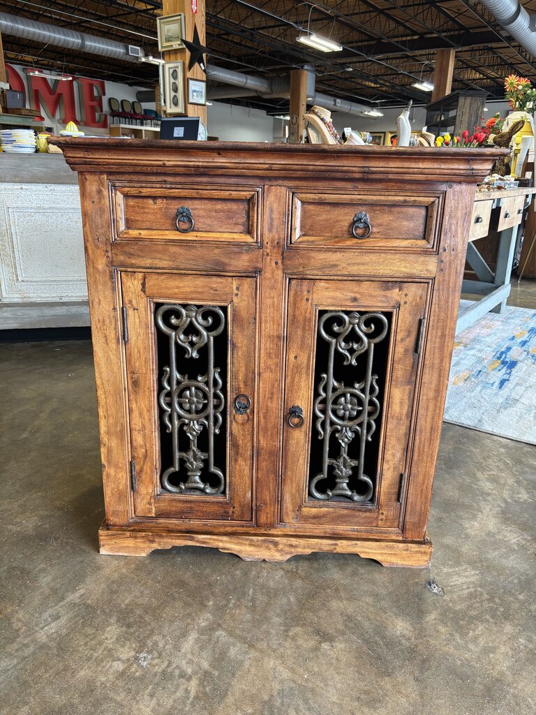 Rustic Wood/Metal Door Buffet 34.5 X 24.25 X 38.25