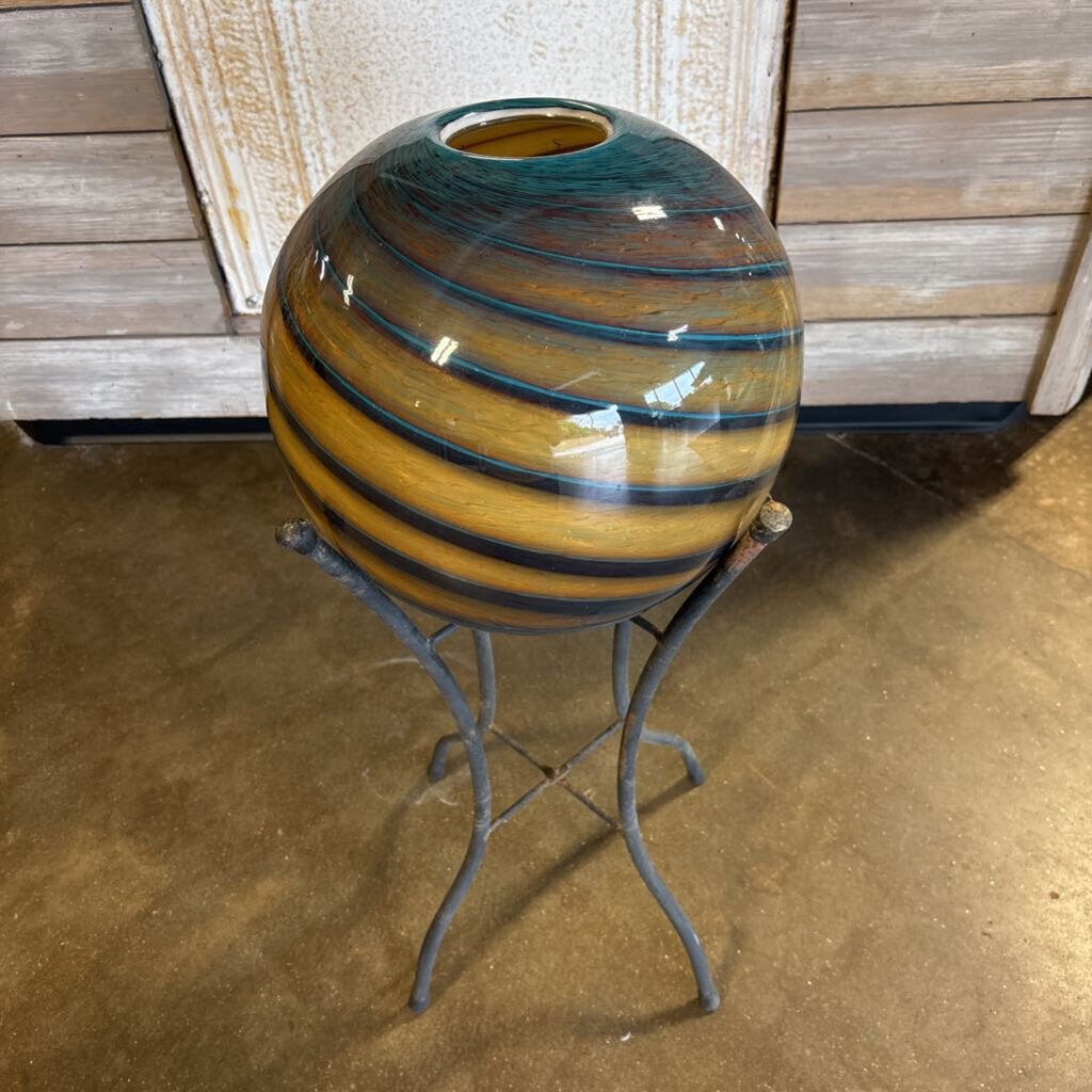Glass Gazing Ball Planter with Stand