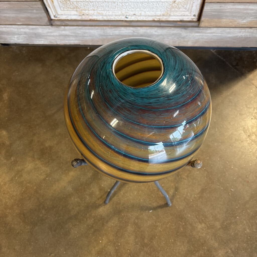 Glass Gazing Ball Planter with Stand