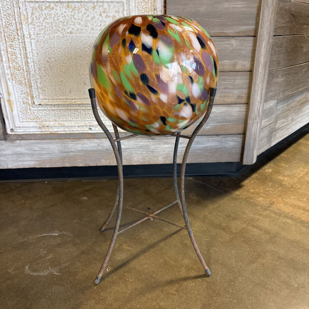 Glass Gazing Ball Planter with Stand