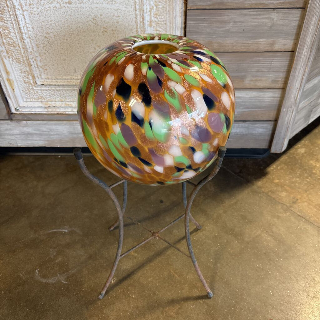 Glass Gazing Ball Planter with Stand