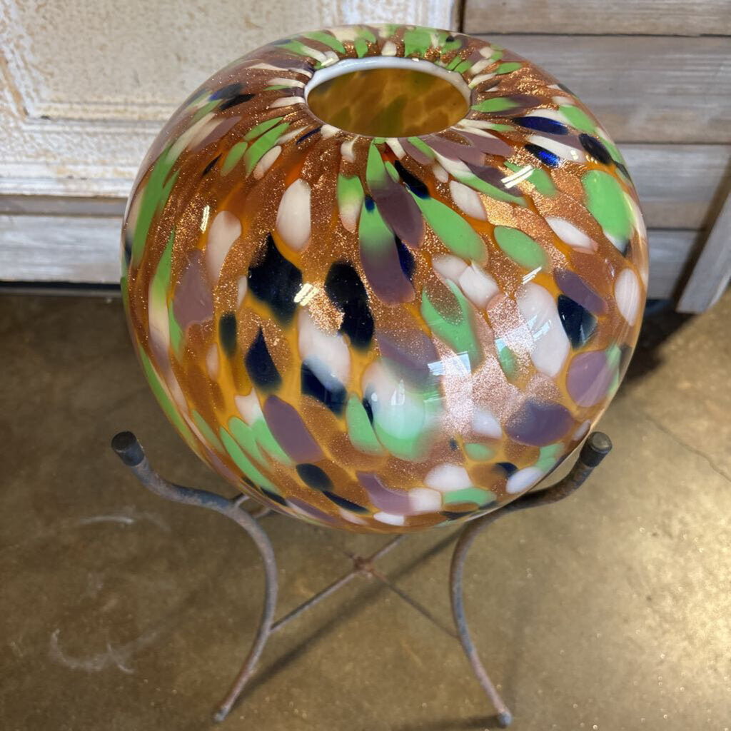 Glass Gazing Ball Planter with Stand