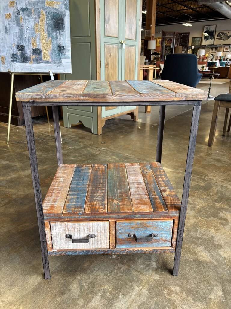 Reclaimed Wood Side Table 21 X 17.25 X 27.5