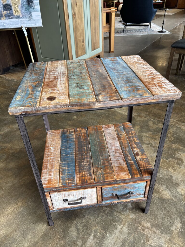 Reclaimed Wood Side Table 21 X 17.25 X 27.5