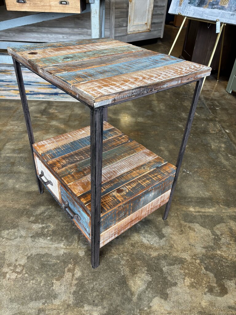 Reclaimed Wood Side Table 21 X 17.25 X 27.5