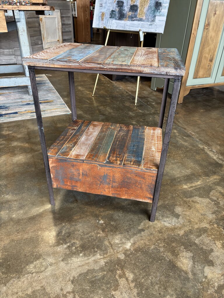 Reclaimed Wood Side Table 21 X 17.25 X 27.5