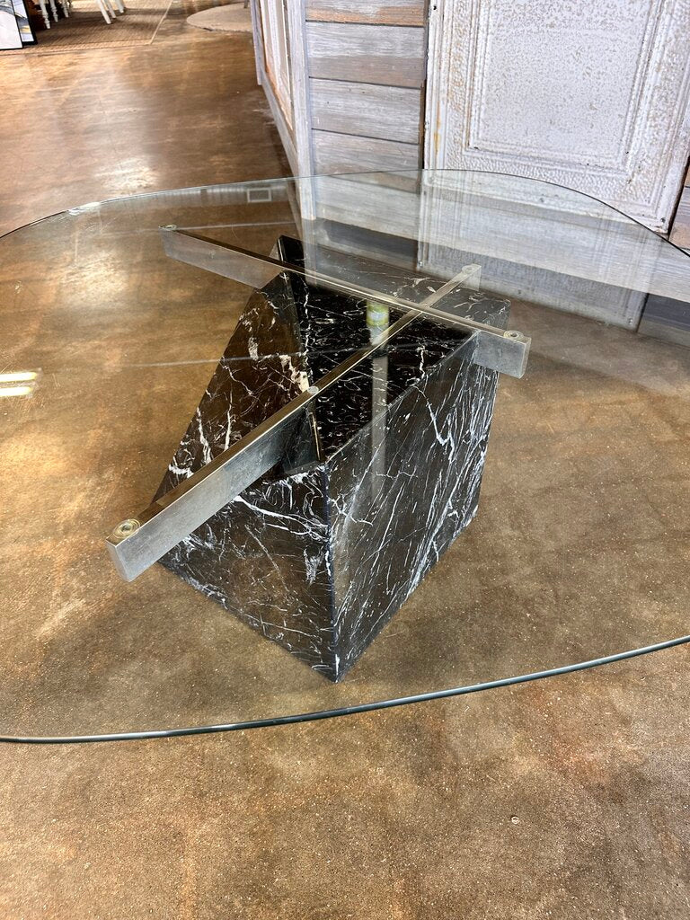 Glass & Marble Coffee Table 39L x 39W 18H