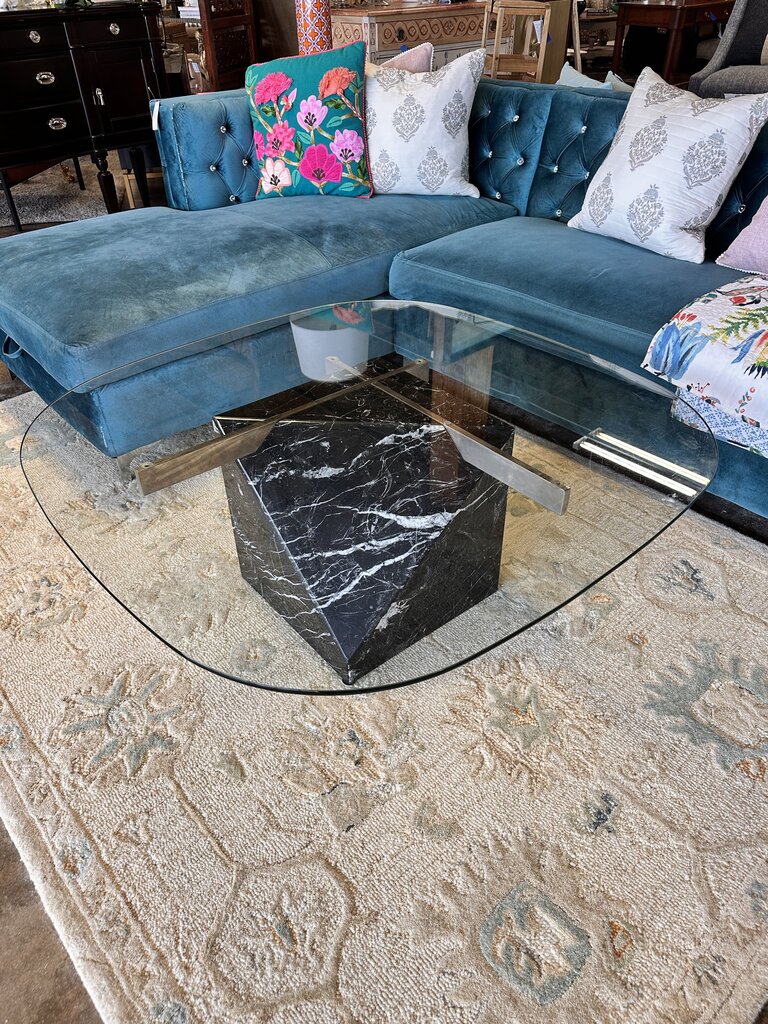 Glass & Marble Coffee Table 39L x 39W 18H