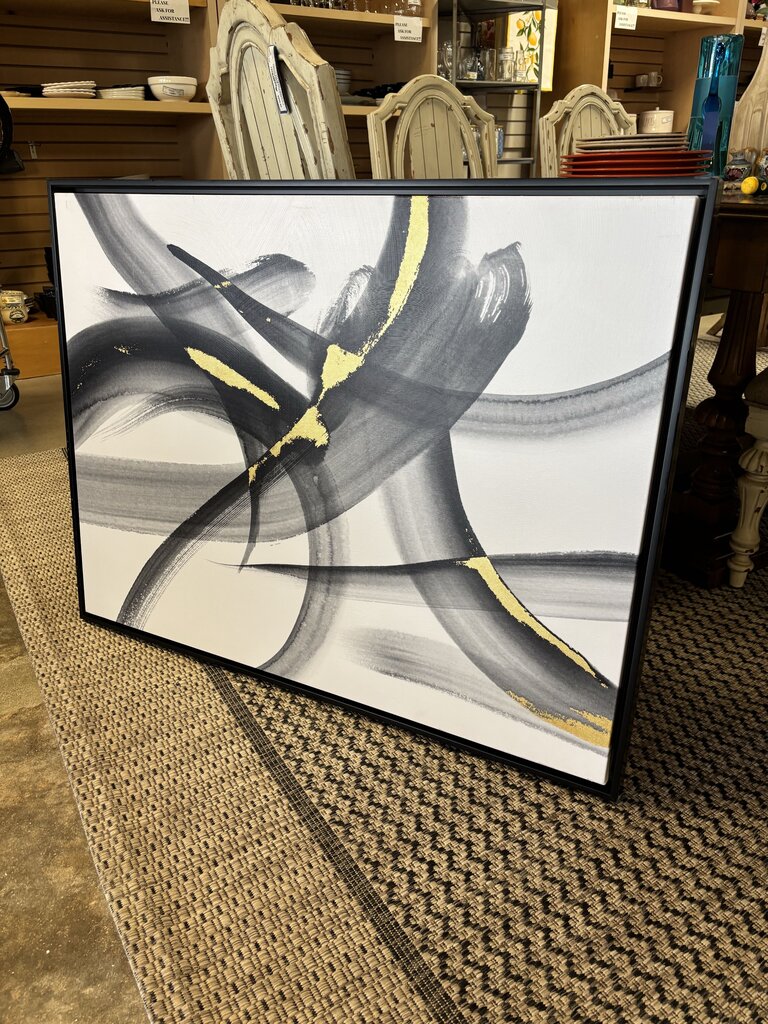 Gold & Black Abstract 41 x 32