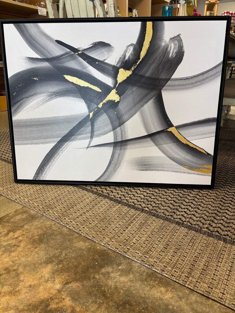 Gold & Black Abstract 41 x 32