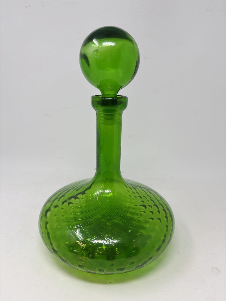 Vintage MCM "Genie" Diamond Swirl Glass Decanter