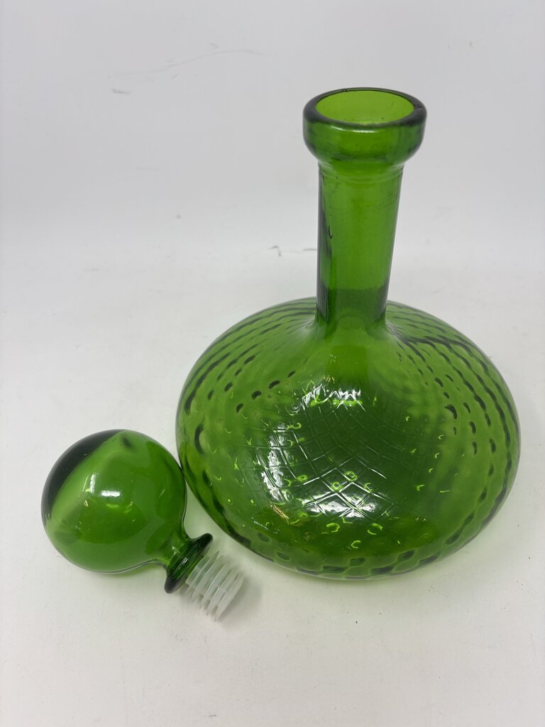 Vintage MCM "Genie" Diamond Swirl Glass Decanter