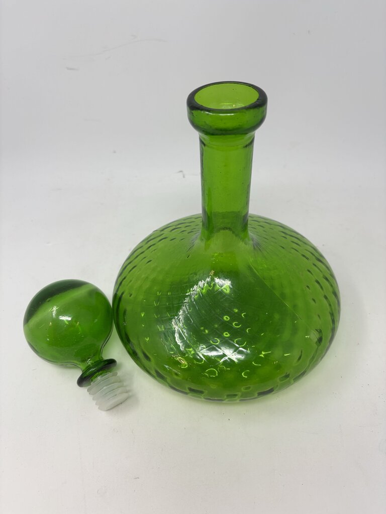 Vintage MCM "Genie" Diamond Swirl Glass Decanter