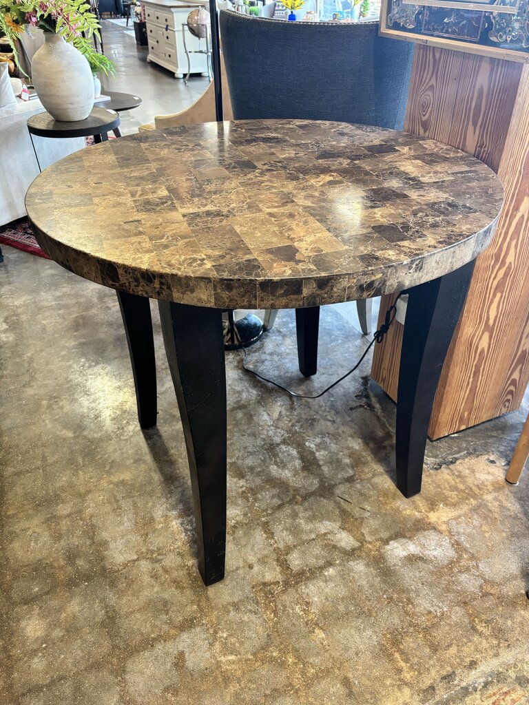 Round 40R x 36H Travertine Dining Table