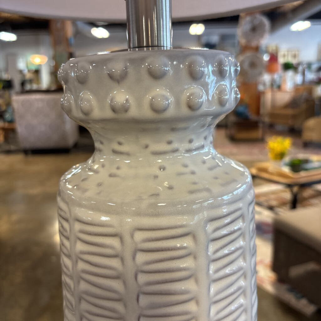 Distressed White Knob Table Lamp