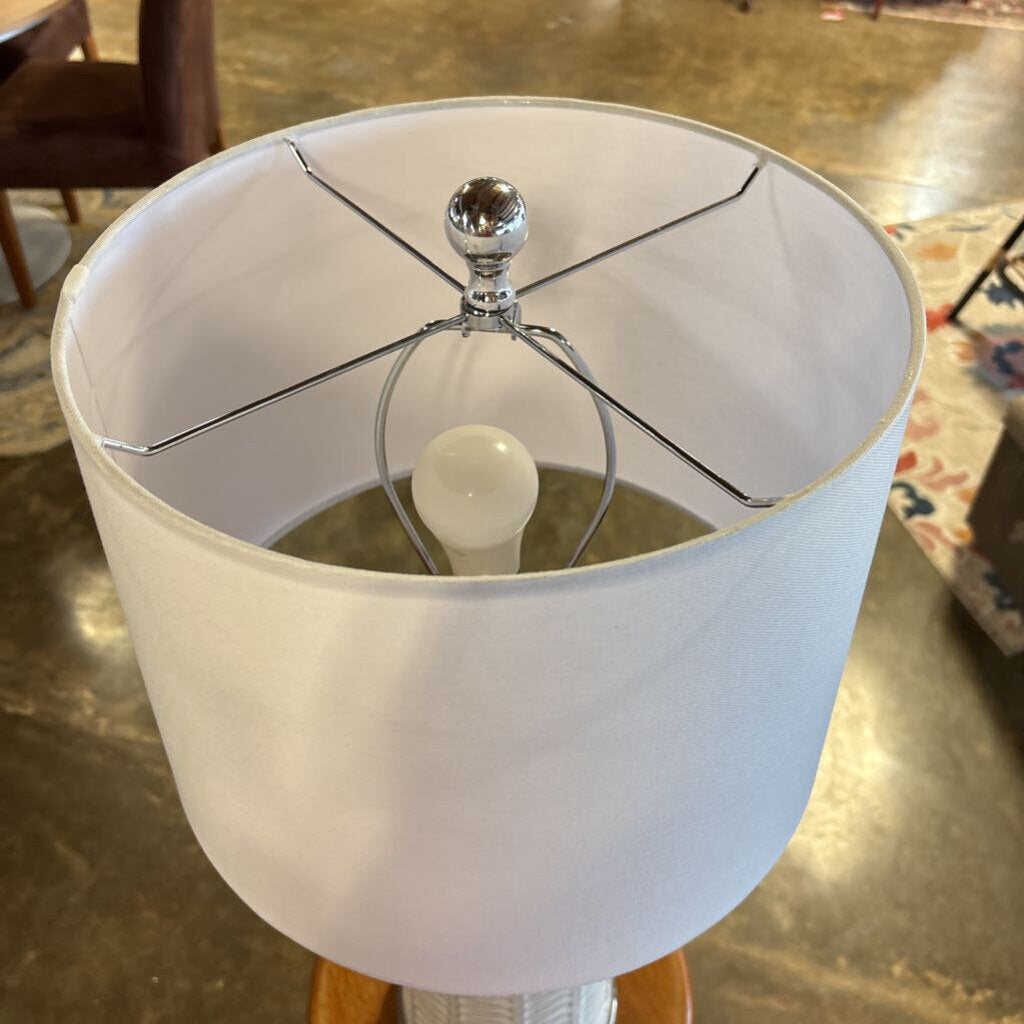 Distressed White Knob Table Lamp