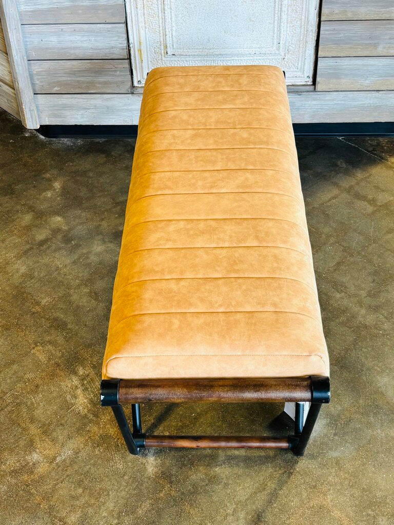 Uttermost Faux Suede Mid-Century Style Bench 47.75 X 15.5 X 19