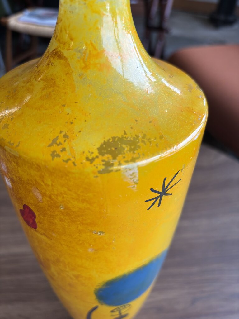 Glass Joan Miro Style Vase 17.5"H