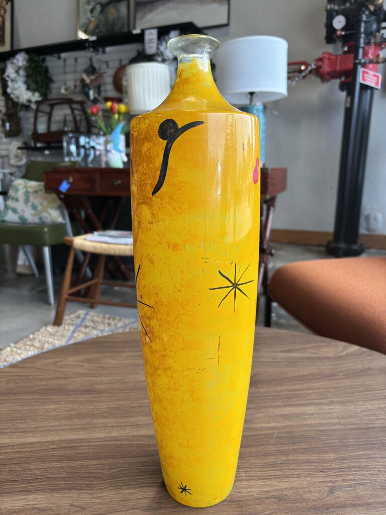Glass Joan Miro Style Vase 17.5"H