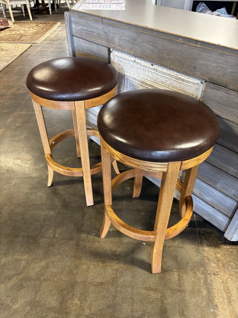 Leather Top Barstools Pair
