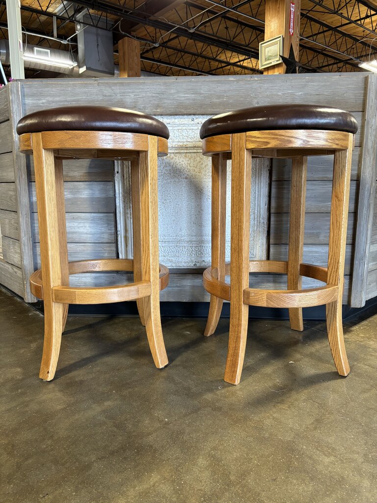 Leather Top Barstools Pair