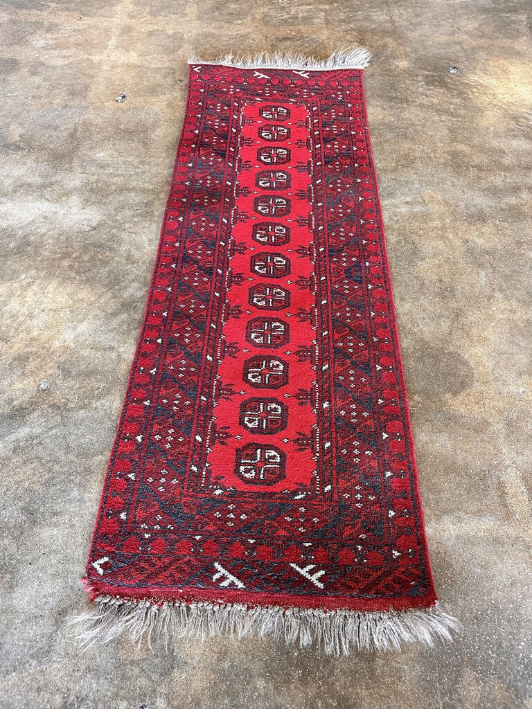 Vintage Red Afghan Runner 21.5L x 62W