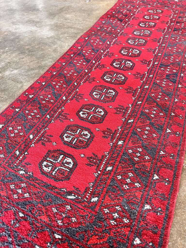 Vintage Red Afghan Runner 21.5L x 62W