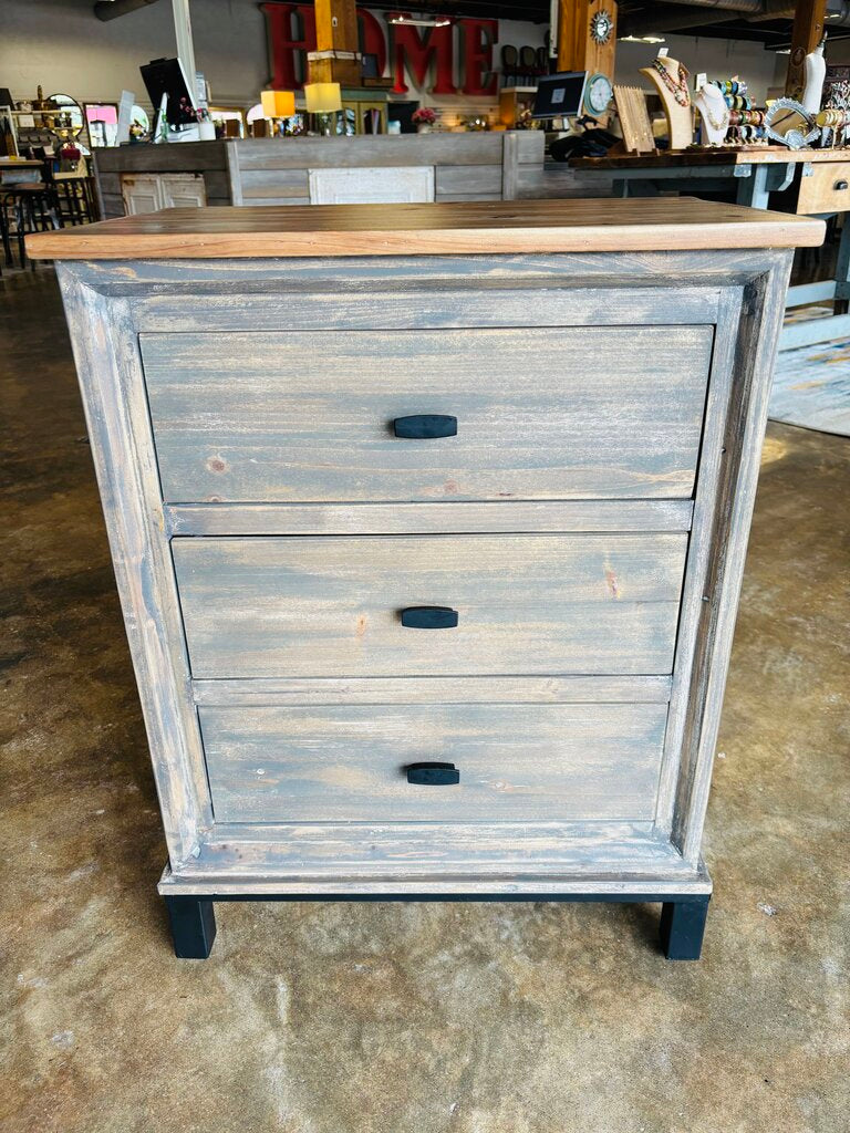 Weathered 3 Drawer Nightstand 24.5 X 15.75 X 32