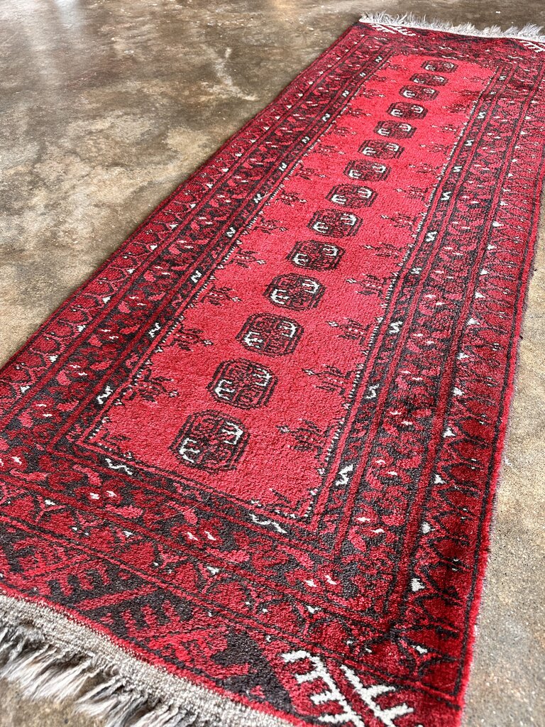 Vintage Red Afghan Runner 21L x 61W