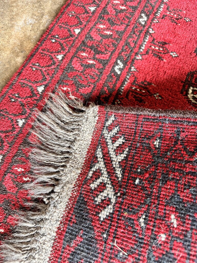 Vintage Red Afghan Runner 21L x 61W
