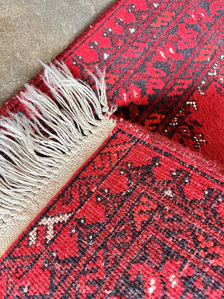 Vintage Red Afghan Runner 21L x 65W