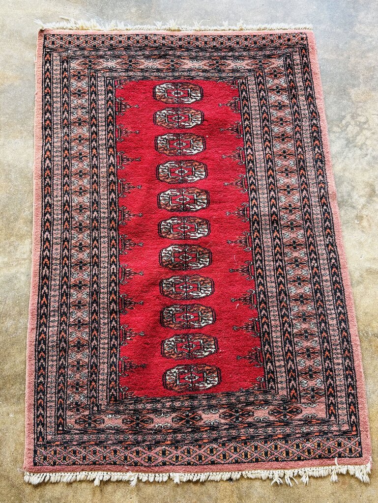 Vintage Red Turkman Rug 32L x 50W