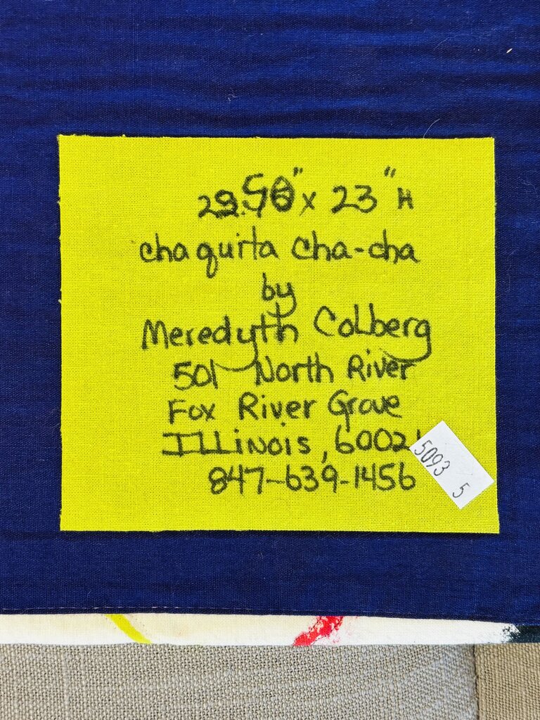 Signed Abstract Fabric Art 22.5 X 22.5