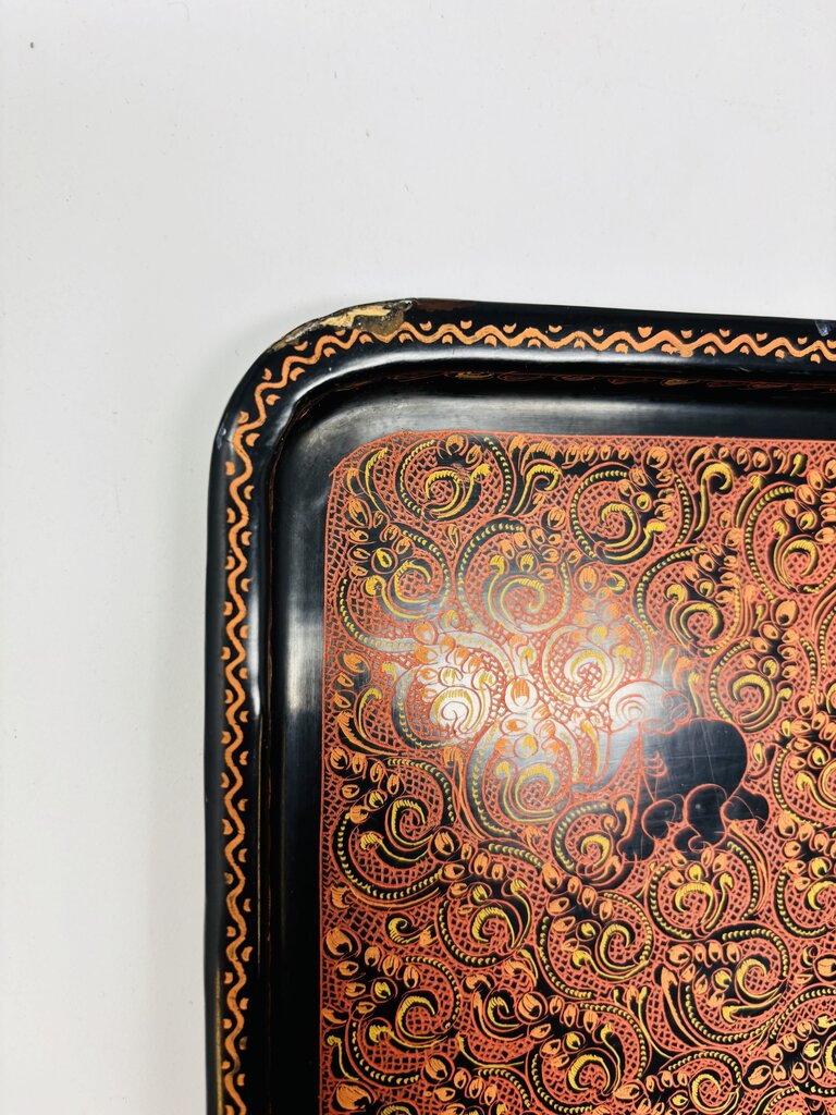 Vintage Lacquered Square Serving Tray