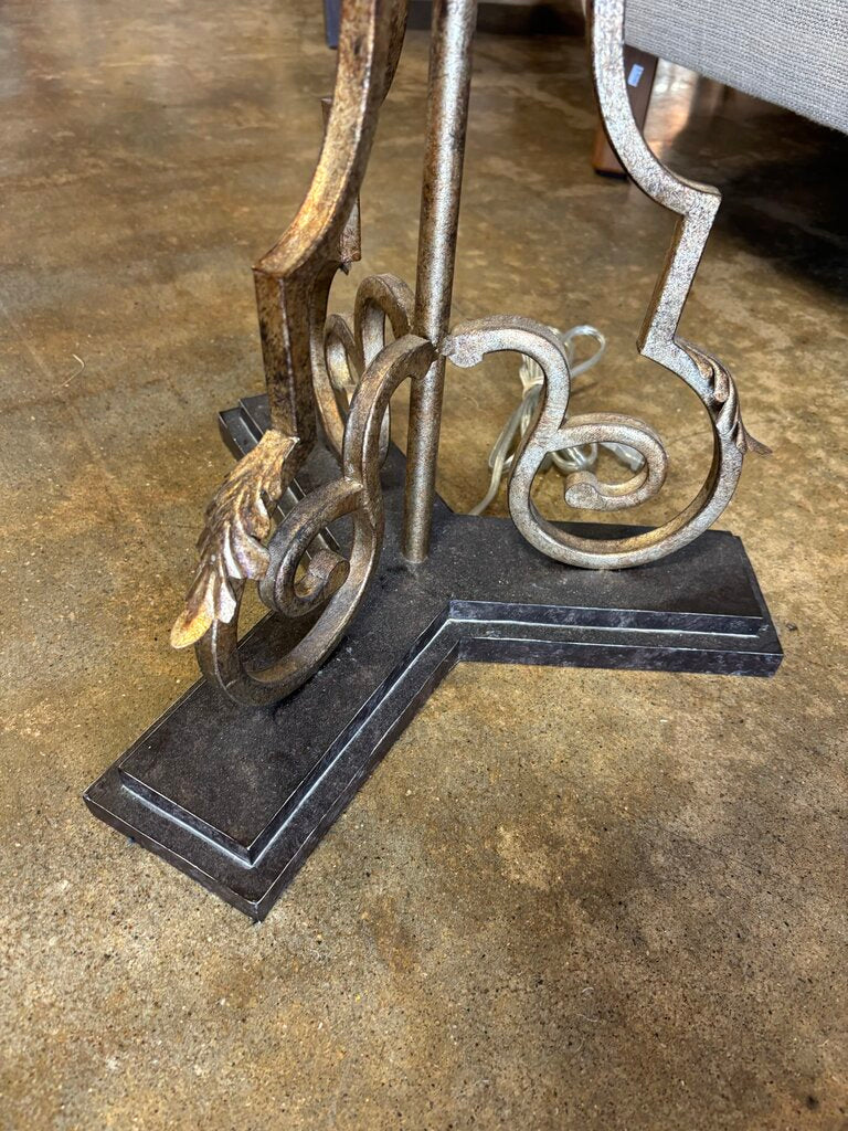 Candelabra Style Metal Scroll Base Floor Lamp