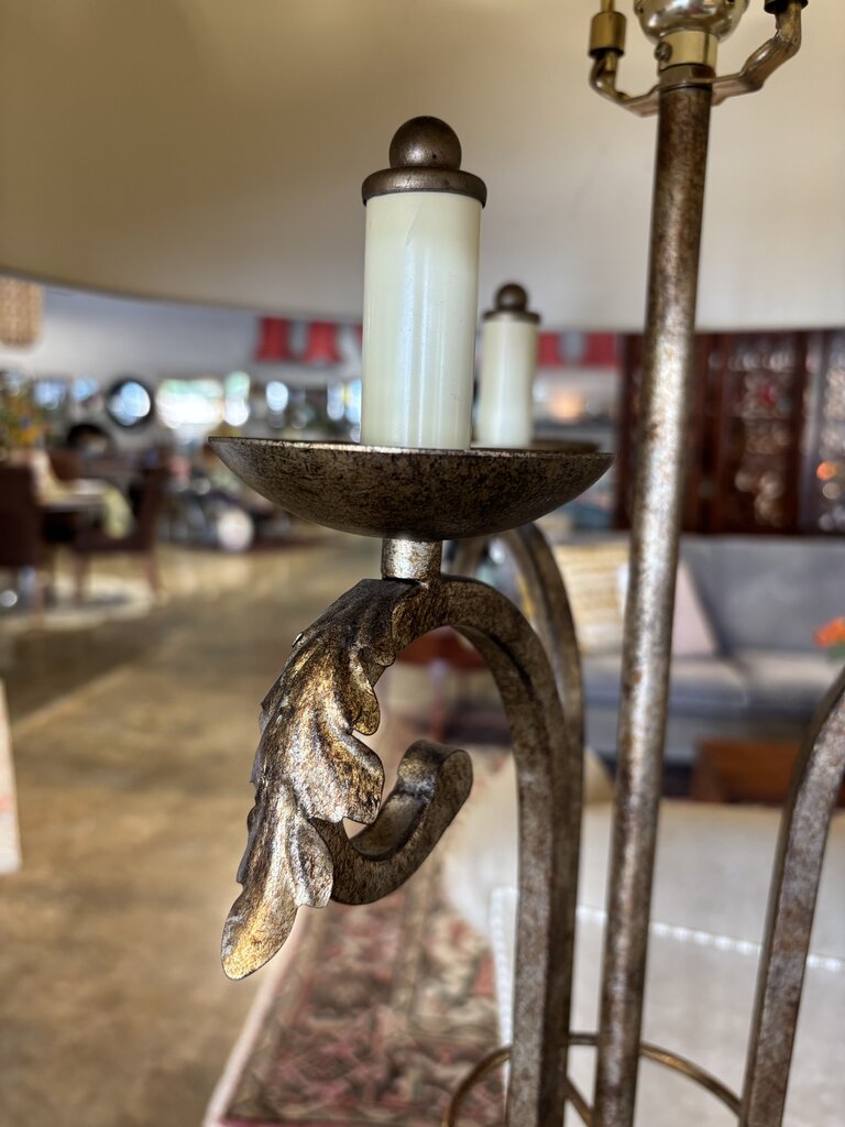 Candelabra Style Metal Scroll Base Floor Lamp