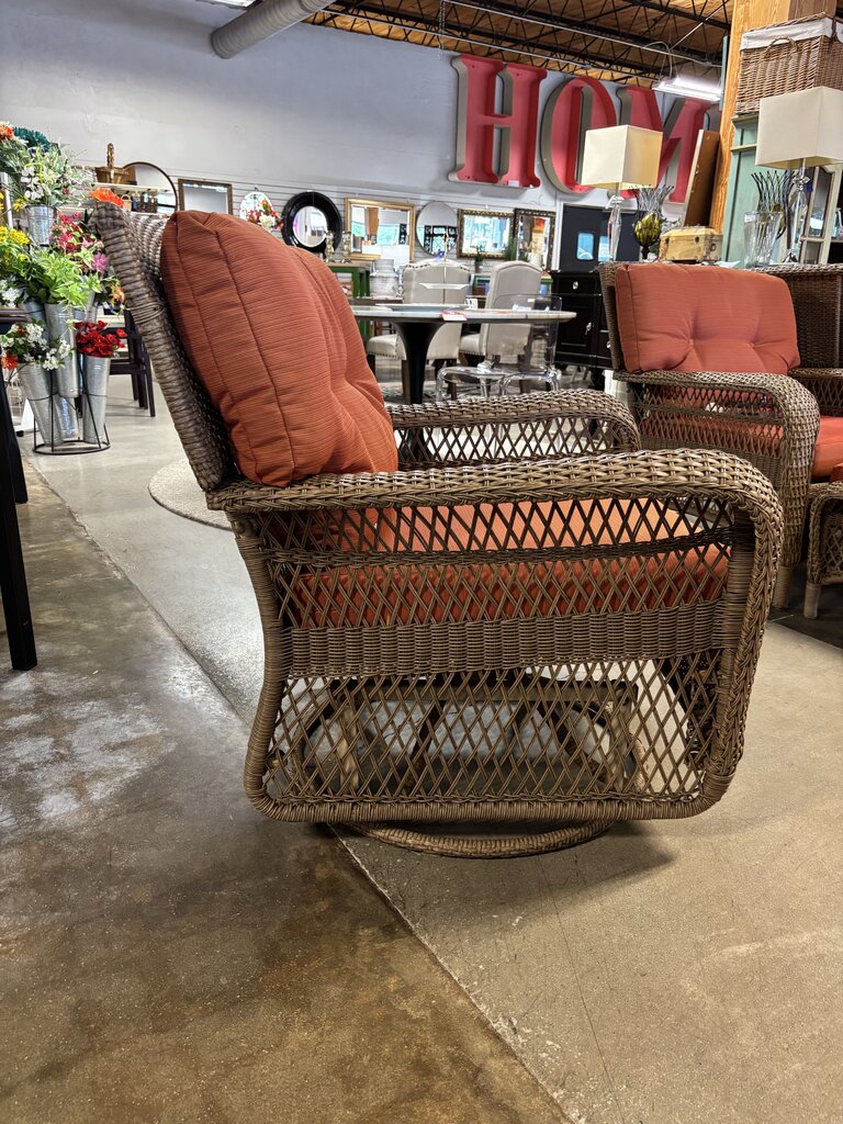 All Weather Wicker Swivel Rocker w/Cushions