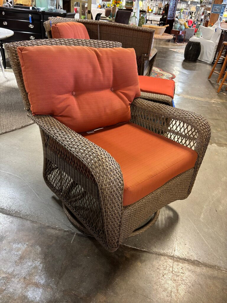 All Weather Wicker Swivel Rocker w/Cushions