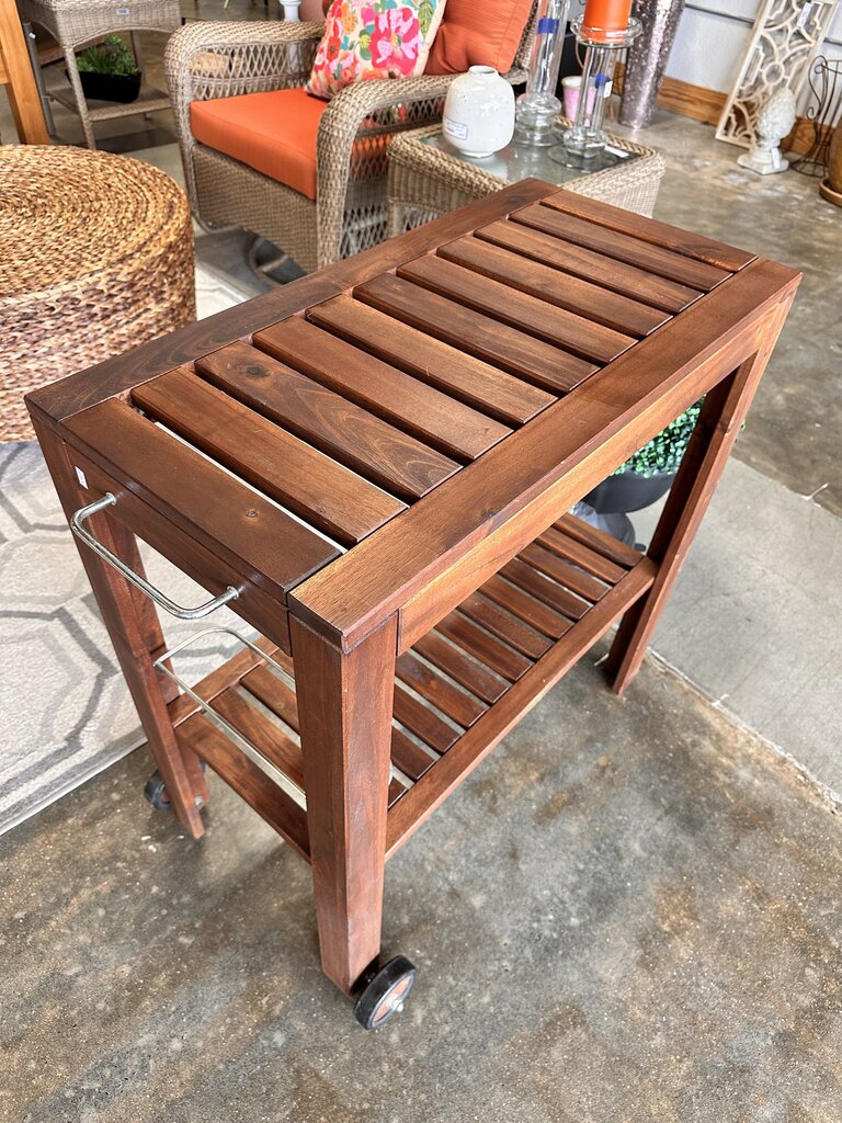 Wood Rolling Bar Cart