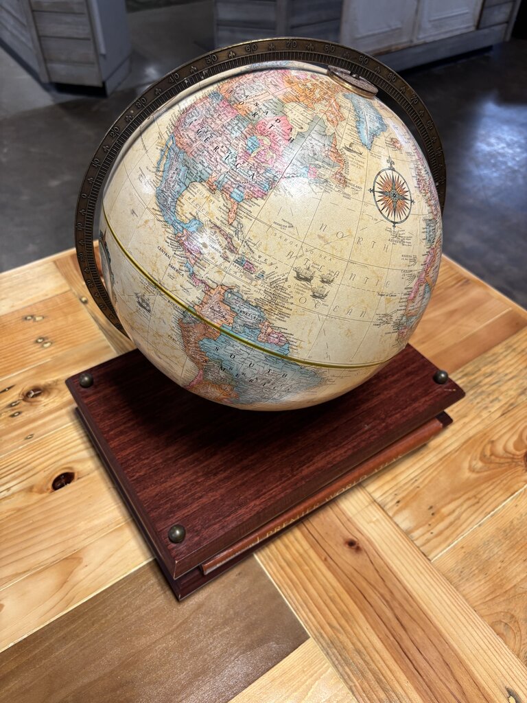 Vintage Replogle Globe on Stand with World Atlas